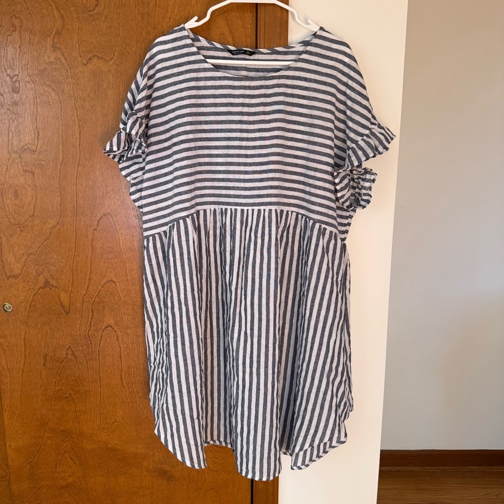 SHEIN Curve Grey and White Striped Mini Dress Womens 3XL